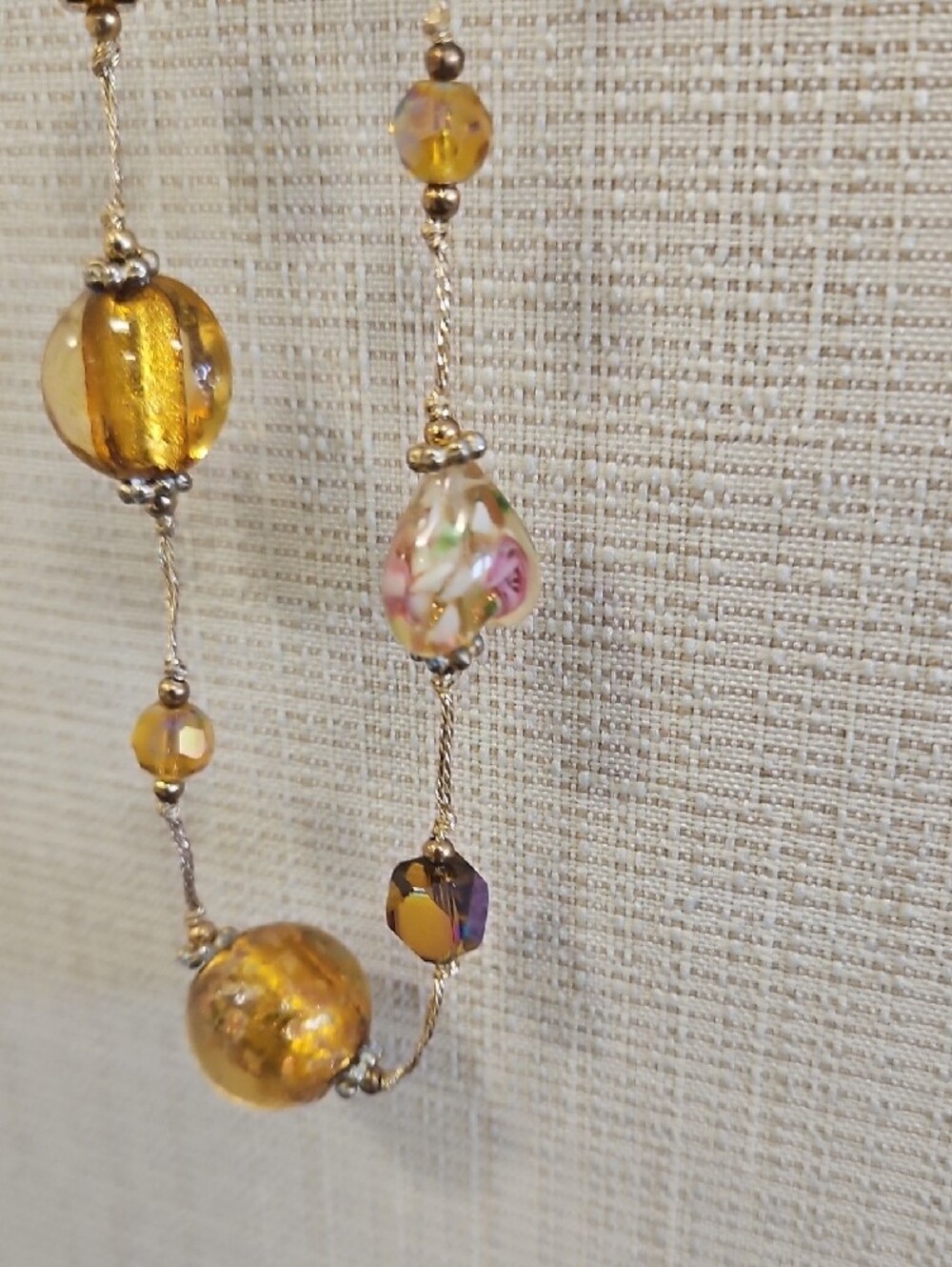 Premier Designs Gold and Amber Glass Bead Necklace with Accent Beads - Picture 10 of 11